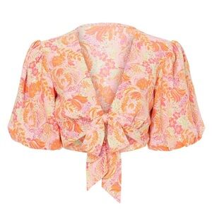Louna Puff Sleeve Floral Crop Top Rent The Runway